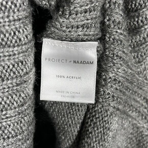 Project Nadaam Sweater Size Medium Gray High Low Hem Mock Neck Knit Minimalist - Picture 7 of 9